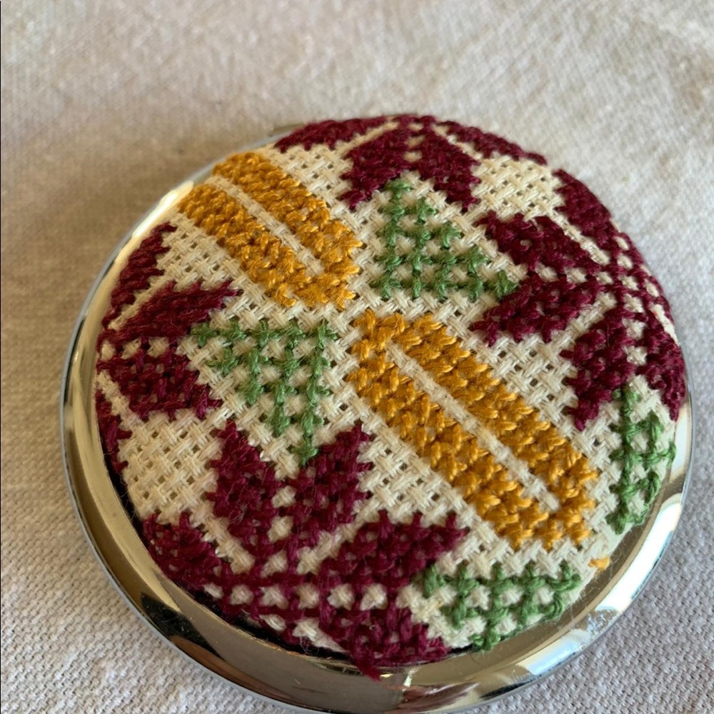 Hand embroidered personal mirror